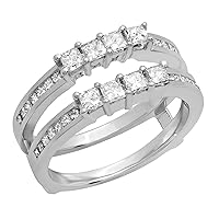 Dazzlingrock Collection Princess Diamond Double Guard Wedding Band Enhancer Ring for Women in 10K Gold