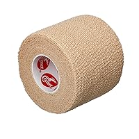 Eco-Flex Self-Stick Stretch Tape, Cohesive Tape, Flexible Elastic Sports Tape, Athletic Training Room Supplies, Easy Tear & Self-Adherent Bandage Wrap, Single 5 Yard Roll, Beige