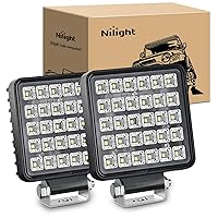 Nilight 4.3Inch Square Utility LED Work Light W/Integrated Toggle Switch, 2PCS 60W 150° Flood Lamp for Offroad Heavy Equipment Vehicles Truck Tractor Golf Cart Boat ATV UTV, 2 Year Warranty