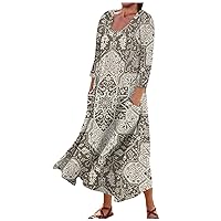 Floral Dresses for Women 2024 Linen Dress Sleeveless Hoodie Cotton Beach Dress Casual Dress Shoes for Men White Linen Dresses for Plus Size Women Casual Summer(3-Khaki,3X-Large)