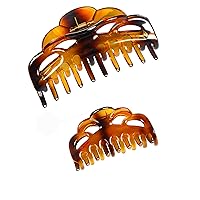 Tortoise Shell Brown Large Plastic Hair Clips Strong Holding Powerful Amber Resin Hair Claws for Women Thick Hair (Arc-Brownish Red)