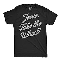Mens Funny T Shirts Jesus Take The Wheel Sarcastic Graphic Tee for Men