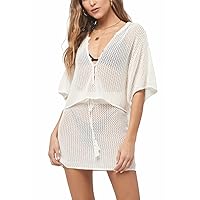 2 Piece Crochet Swimsuit Cover Ups for Women Hollow Out Knitted Bathing Suit Coverup Beach Crop Top and Skirt Sets