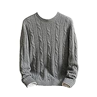 Winter 100% Cashmere Sweater for Men Thickened Solid Color Pullover Round Neck Knitted Sweater