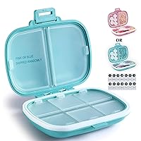 1Pack Daily Pill Organizer, Holii 7th Anniversary Store Celebration, Pink Blue Random Send, 8 Compartments Portable Pill Case, Pill Box to Hold Vitamins, Cod Liver Oil