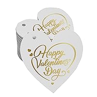 Pack of 100 Happy Valentine's Day Valentine Favor Paper Tags Craft Real Gold Foil Hang Tags