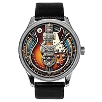 Fantastic Electric Guitar Steampunk Art Solid Brass 40 mm Collectible Watch for Every Guitarist