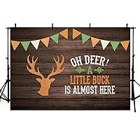 MEHOFOND 7x5ft Oh Deer Boy Baby Shower Photography Background Props Sage Green and Orange Rustic Wood Burlap Baby Shower Little Buck Backdrops Party Decoration Photo Booth Banner Supplies