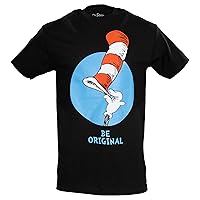 Dr Seuss The Cat in The Hat Be Original Tip Hat Adult Short Sleeves Black T-Shirt Tee