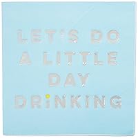 X&O Paper Goods TW4-22027 Let's Do A Little Day Drinking Paper Cocktail Napkins, 5'' x 5'', Blue, 20pcs