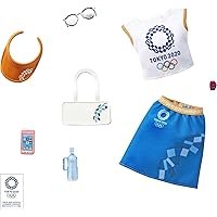 Barbie Storytelling Fashion Pack of Doll Clothes Inspired by The Olympic Games Tokyo 2020: Top, Skirt and 6 Accessories for Barbie Dolls, Gift for 3 to 8 Year Olds