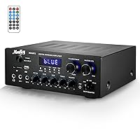 Moukey Home Audio Amplifier Stereo Receivers with Bluetooth 5.0, 220W 2 Channel Power Amplifier Stereo System, w/USB, SD, AUX, MIC in w/Echo, LED for Home Theater Speakers via RCA, Studio Use - MAMP1