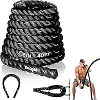 Yes4All 1.5/2 Inch Battle Ropes with Extra Protective Sleeve, Workout Ropes for Cross-Training Home Gym & Fitness Exercises, Strength Training - 30,40,50 Feet Lengths Available