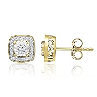 Natalia Drake 1/4 Cttw Square Diamond Earrings Studs for Women in 925 Sterling Silver Color H-I/Clarity I2-I3