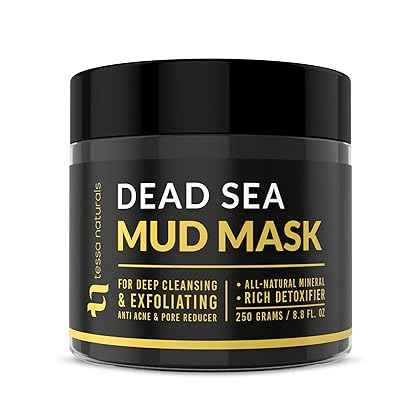 TN TESSA NATURALS Dead Sea Mud Mask - Enhanced with Collagen - Reduces Blackheads, Pores, Acne, & Oily Skin - Visibly Healthier Face & Body Complexion - All Natural Anti-Aging Formula