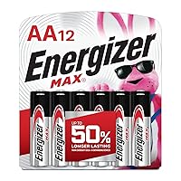 Energizer E91BW12EM AA Batteries (12 Count), Double A Max Alkaline Battery