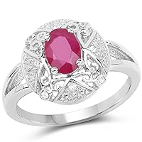 1.04 Carat Glass Filled Ruby and White Topaz .925 Sterling Silver Ring