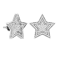 Dazzlingrock Collection 0.20 Carat (ctw) Round White Diamond Ladies Star Shape Fashion Stud Earrings 1/5 CT, Sterling Silver
