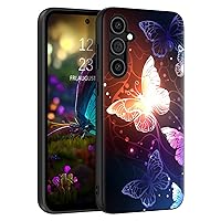 GUAGUA for Samsung Galaxy S23 FE 5G Case Glow in The Dark, Samsung S23 FE Phone Case, Cute Black Butterfly Noctilucent Luminous Shockproof Protective Phone Case for Galaxy S23 FE 6.4