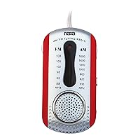 Naxa Electronics NR-721 Portable AM/FM Mini Pocket Radio with Built-in Speaker, Red, 8.35 inch x 5.25 inch x 1.50 inch, NR-721 RE