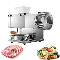 NEWTRY 2-in-1 Commercial Meat and Vegetable Cutting Machine Electric Meat Cutter Shredder Strip Cutting Machine 350lb/h Stainless Steel (with a 10mm blade)