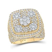 The Diamond Deal 10kt Yellow Gold Mens Baguette Diamond Square Flower Cluster Ring 5-1/4 Cttw