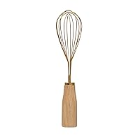 Bloomingville Standing Stainless Steel Wood Handle, Gold Finish Whisk, 10.25