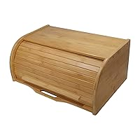 Large bread box bread basket wooden box storage boxes kitchen counter organizer, roll top breadbox. bread boxes for kitchen countertop. Bamboo wooden boxes. (Natural)