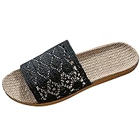 Pillow Slippers for Women Sandals Summer Women's Non Slip Lace Home Linen Slippers Wooden Floor Comfortable Sandals