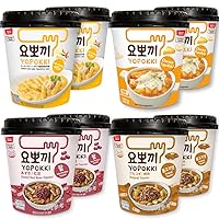 Yopokki 4 flavors of Korean Topokki (Cheese, Onion Butter, Bulgogi, Red Bean Tteokbokki Cup (Cup of 8))