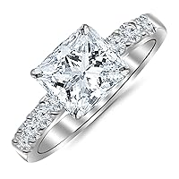 1.10 Carat Princess Cut/Shape 14K White Gold Classic Prong Set Diamond Engagement Ring with a 0.55 cwt, I-J Color, Eye Clean Clarity Center Stone