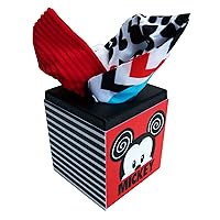 KIDS PREFERRED Disney Baby Mickey & Minnie Mouse Black and White High Contrast Tissue Box Toy, Multicolored