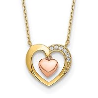 14K Two-Tone Hearts CZ with 2IN EXT Necklace