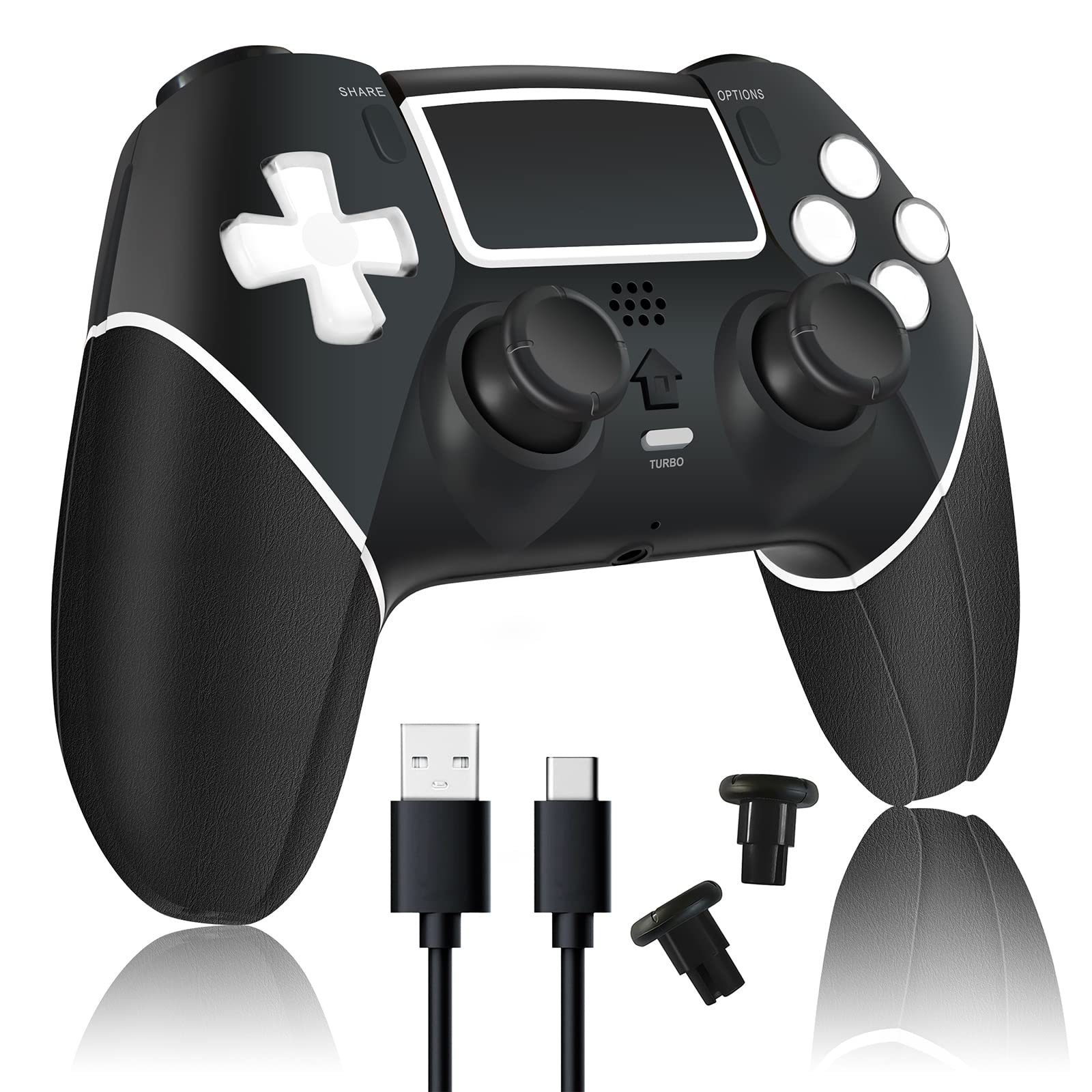 PS4 Controller for PC Gaming, Analog Wireless Controller with Back Buttons, Gamepad PS4 Remote Controller for Pro/Slim (Black)