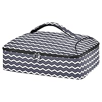 ALAZA Sea Waves Pattern Insulated Casserole Carrier Lasagna Lugger Tote Casserole Cookware for Grocery, Camping, Car