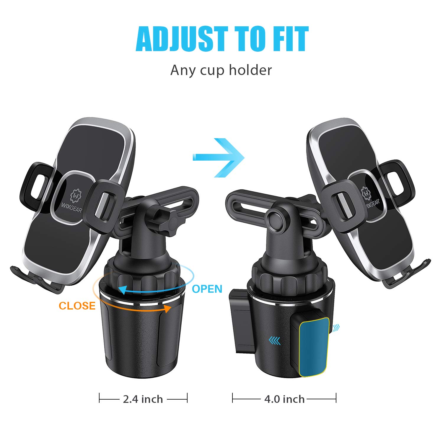 WixGear Cup Phone Holder, Car Cup Holder Phone Mount for Car with Adjustable Automobile Cup Holder Smart Phone Cradle Car Mount