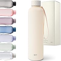 KIVY Lightweight Tritan Water Bottle 32oz [Leakproof & Shatterproof] Water Bottle screw top - Cream white water bottle no straw - Cute aesthetic water bottles - Sports, Outdoors, Gym bottles for women