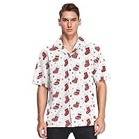 Christmas Stocking Snowflake Hawaiian Shirt for Men,Men's Casual Button Down Shirts Short Sleeve for Men S