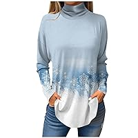 Women's Christmas Blouses Tee Shirts Fall Casual Long Sleeve Shirts Printed Top Party Pullover, S-3XL