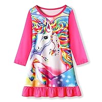 COTRIO Girls Nightgowns Toddler Princess Night Dress Long Sleeve Pajamas Nightshirt Sleepwear Nightie Sleep Clothes