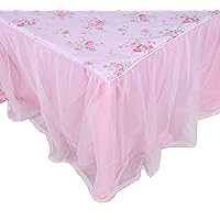 Dust Ruffled Bed Skirts Full Size Wrap Around Lace Bed Ruffle with Platform 18 inch Deep Drop Cotton Floral Girls Bed Sheets Pink