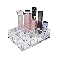 QGoods QG Rectangular Clear Acrylic Cosmetic Organizer Makeup Lipstick & Lip Gloss Holder with 12 Spaces Storage
