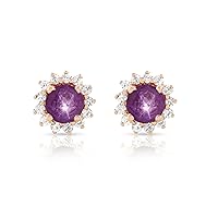 925 Sterling Silver Ruby Genuine Birthstone Gemstone Hypoallergenic Tiny Teen Stud Earrings For Women and Girls Rose Gold Plated