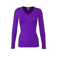 Bozzolo Women's Basic V-Neck Warm Soft Stretchy Long Sleeves T Shirt