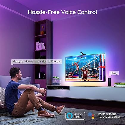 Govee Envisual TV LED Backlight with Camera, RGBIC Wi-Fi TV Backlights for 55-65 inch TVs, Works with Alexa & Google Assistant, App Control, Music Sync TV Lights, H6199