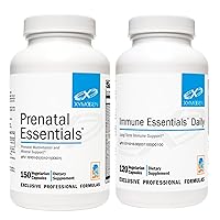 XYMOGEN Prenatal (150 Capsules) + Immune Essentials Daily (120 Capsules) 2-Product Bundle - Prenatal Vitamions + Mineral Support with Immune Support Supplement