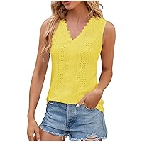Gifts For Women Outlets Deals Womens Sleeveless Summer Shirts Fashion Hollow Eyelet Tank Top Casual V Neck Vest T Shirt Dressy Blouses Cute Tanks Long Sleeve Corset Tops