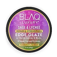 Blaq Luxury Sage & Lychee Repair and Strengt Edge Glaze - 2oz Nourishing Formula for Strong, Healthy Edges - Infused with Biotin and Natural Botanicals - Tames Frizz/Flyaways - Lasting Hold and Shine