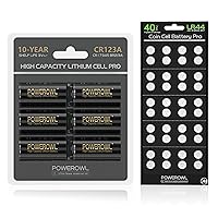 POWEROWL High Capacity LR44 Batteries 40 Pack with CR123A 3V Lithium Battery