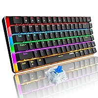 FELICON Mechanical Keyboard, 82 Keys Compact Rainbow Blacklight Wired Gaming Keybaord with Blue Switch, Anti-Ghosting, Small and Portable Composition with Windows PC Laptop Mac Game Office
